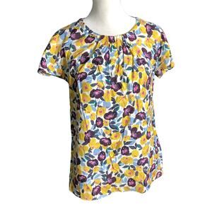 Boden Multi-Color Floral Silk Blend Top Women 4 Regular —Floral, Elegant, Spring